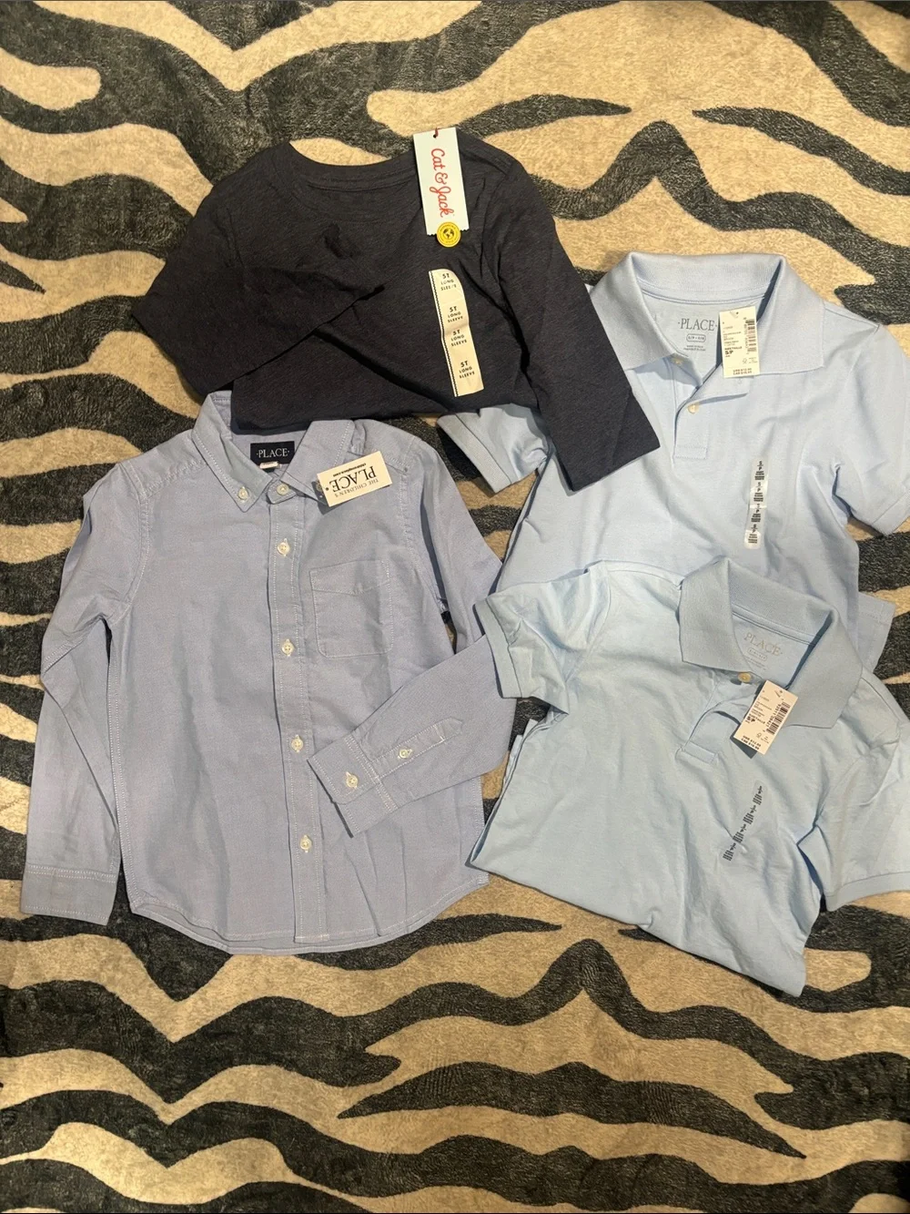 The Children's Place Boys Light Blue & Navy Shirt Set - Polo & Button-Down